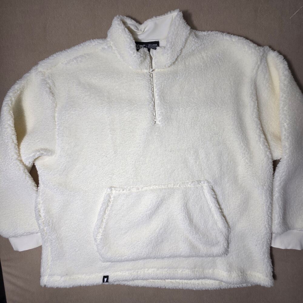 Cove USA Men's Sherpa Heavyweight Quarter Zip Pullover Cream 2XL
